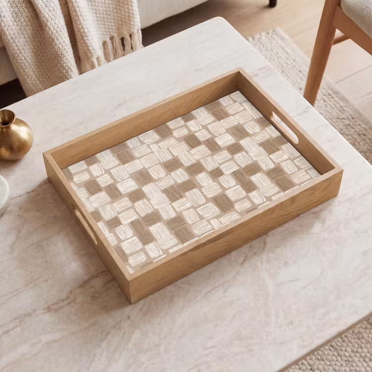 Tablett - Block - Muster - Braun — 2