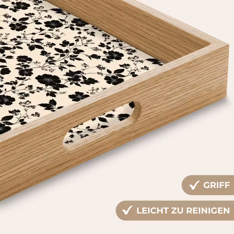 Tablett - Blumen - Muster - Schwarz — 8