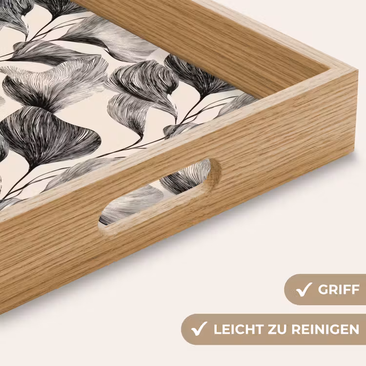 Tablett - Botanisch - Blätter - Schwarz — 8