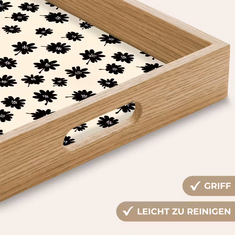 Tablett - Gänseblümchen - Grafik - Schwarz - Beige — 8