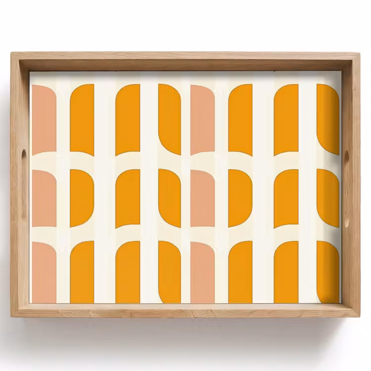 Tablett - Geometrisch - Muster - Gelb - Rosa — 1