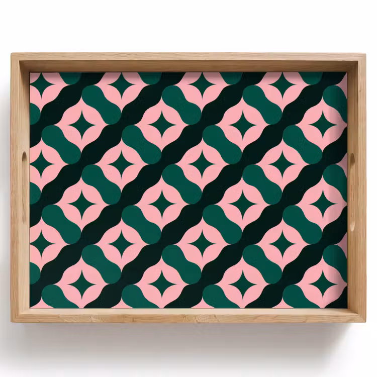 Tablett - Grün - Rosa - Retro - Sterne — 1