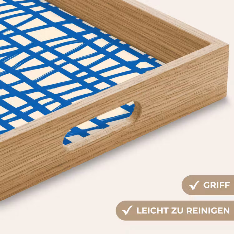 Tablett - Karomuster - Blau - Creme — 8