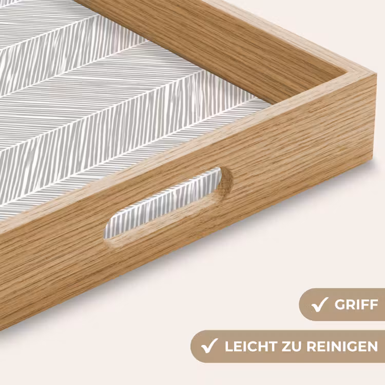 Tablett - Klassisch - Fischgrätenmuster - Grau — 8