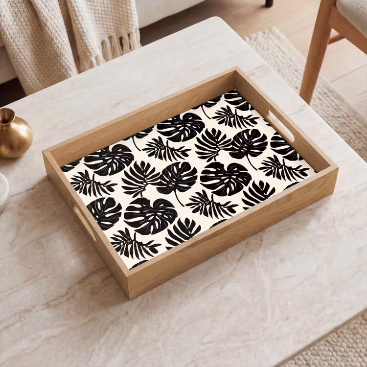 Tablett - Modern - Monstera - Schwarz — 2