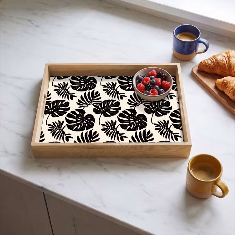 Tablett - Modern - Monstera - Schwarz — 3