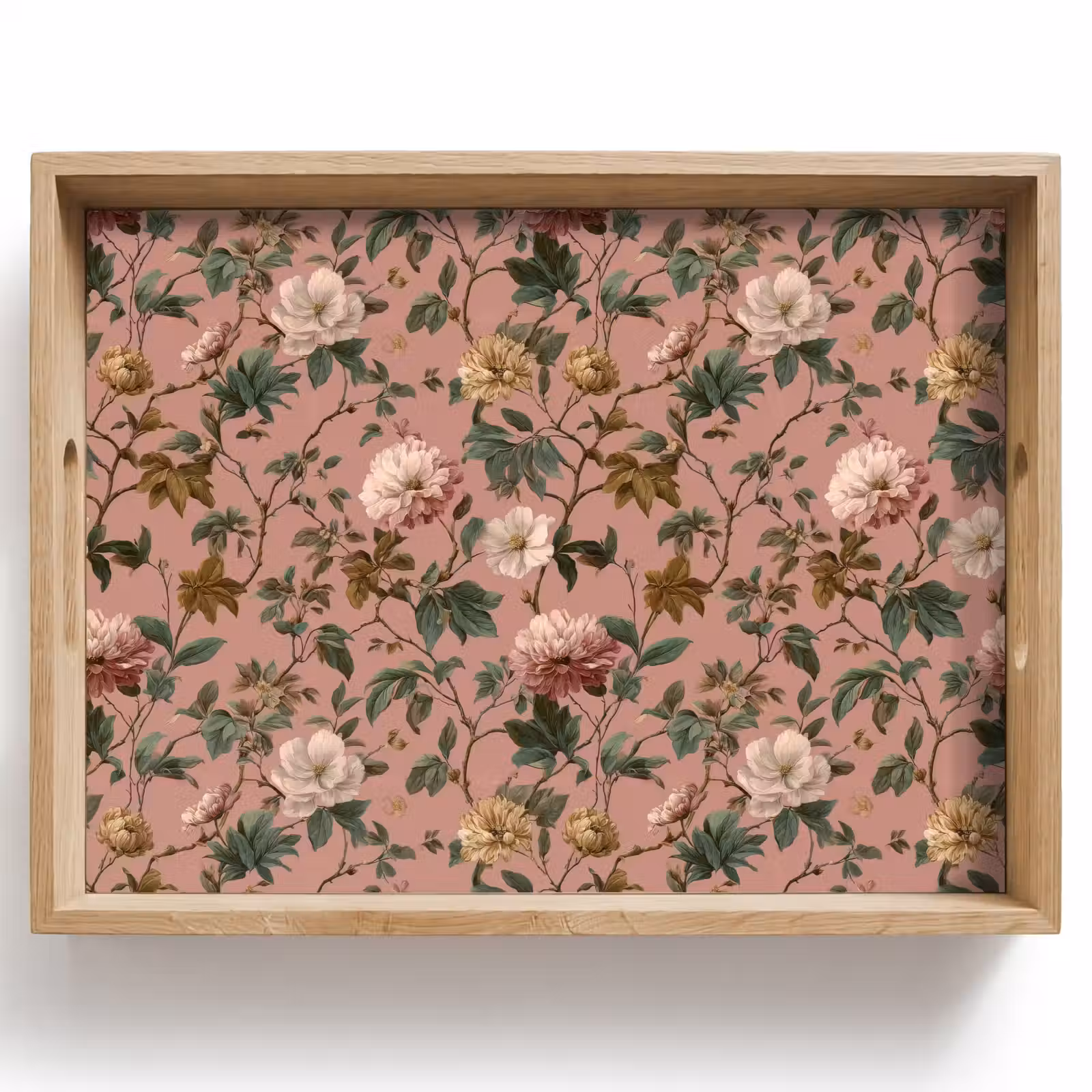 Tablett - Blumen - Klassisch - Rosa — 1