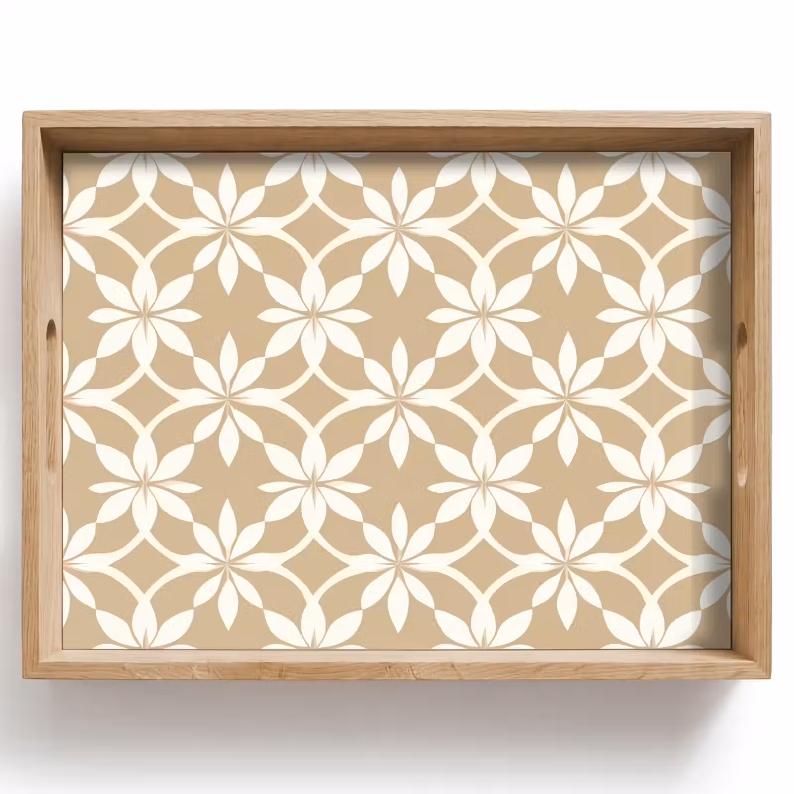 Tablett - Blumen - Muster - Beige — 1