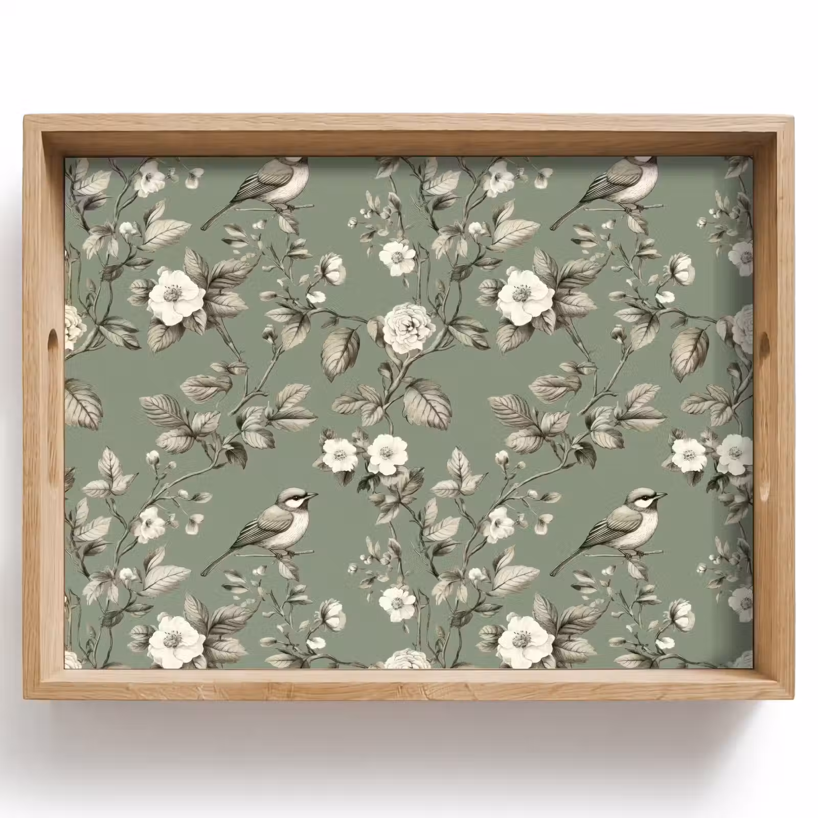 Tablett - Botanisch - Vögel - Grün — 1