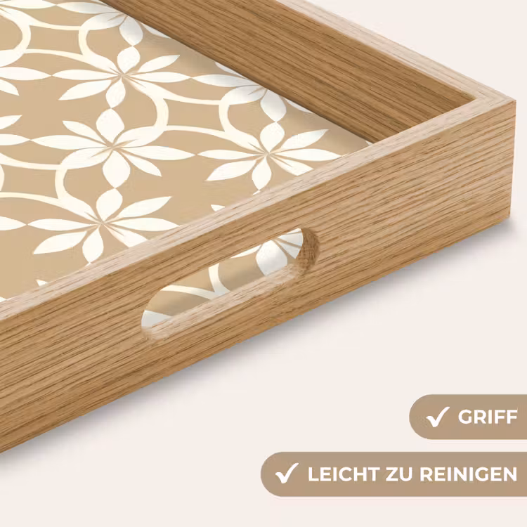 Tablett - Blumen - Muster - Beige — 8