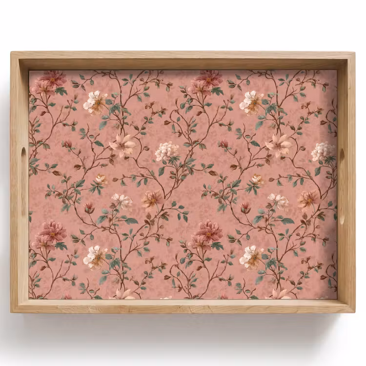 Tablett - Botanisch - Blumen - Rosa — 1