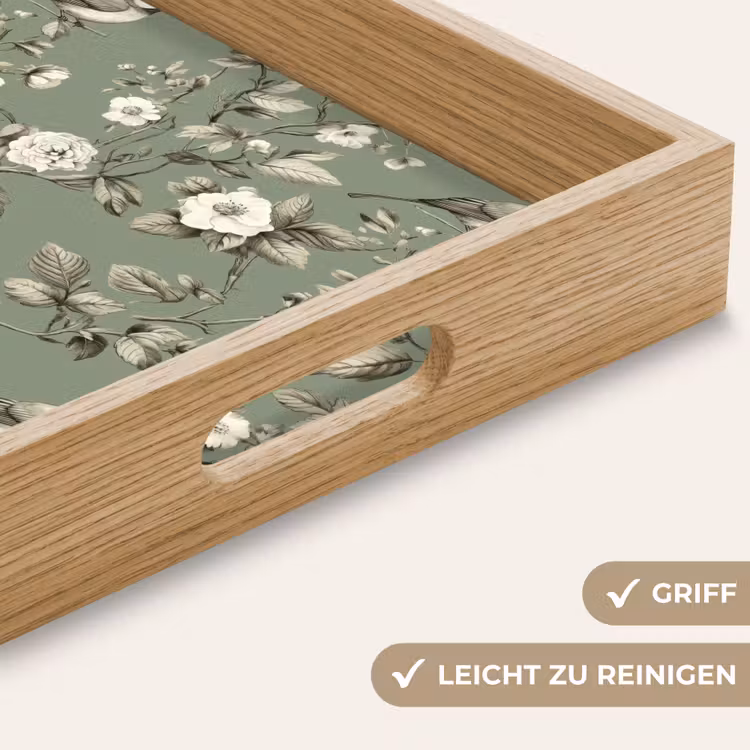 Tablett - Botanisch - Vögel - Grün — 8