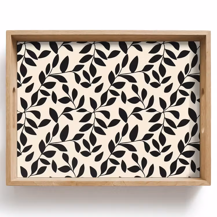 Tablett - Elegant - Gemustert - Schwarz - Beige — 1