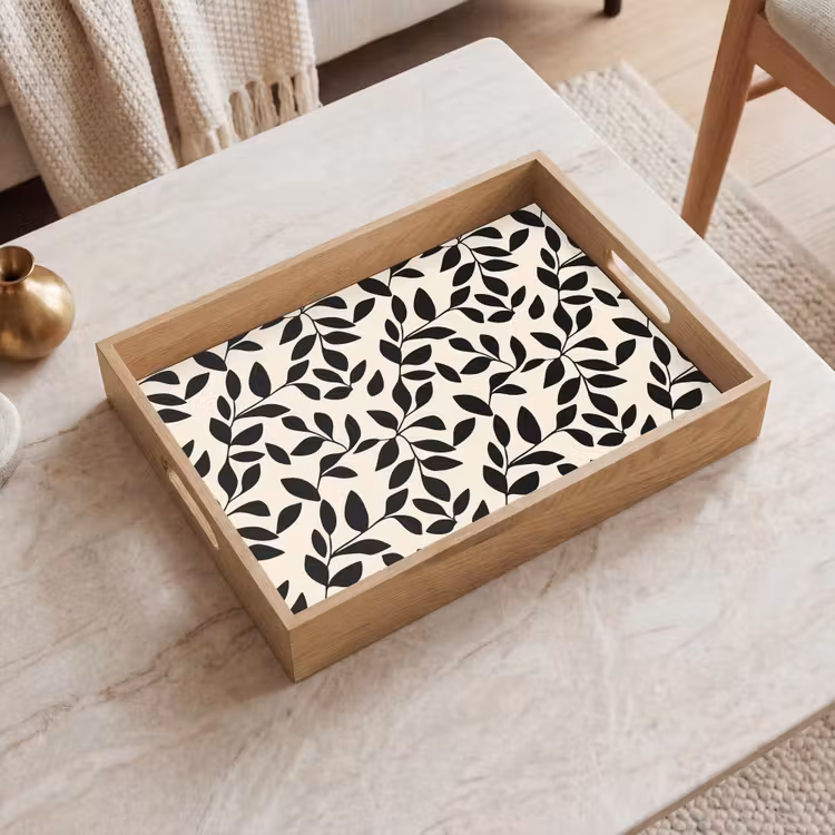Tablett - Elegant - Gemustert - Schwarz - Beige — 2