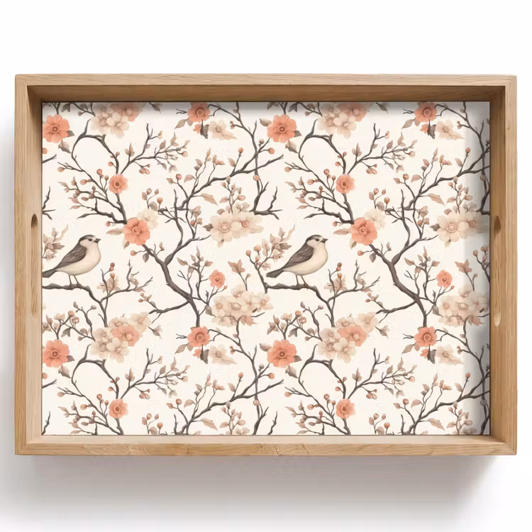 Tablett - Kirschblüte - Spatz - Rosa — 1