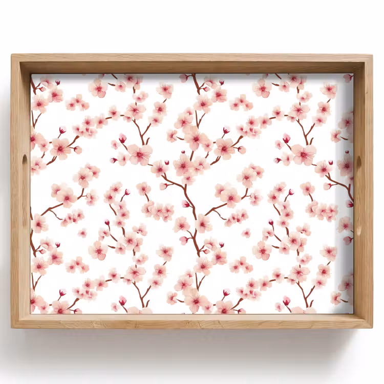 Tablett - Kirschblüte - Zweige - Rosa — 1