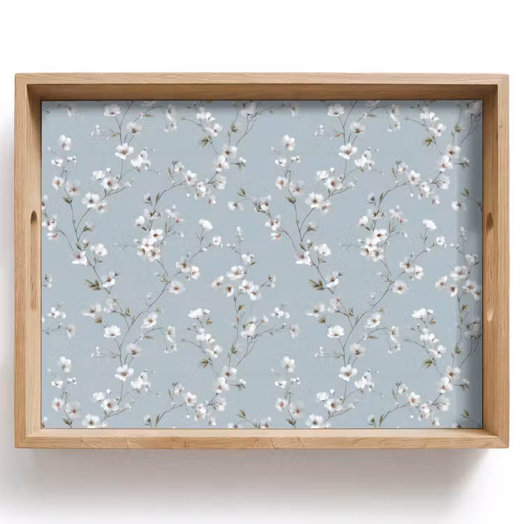 Tablett - Klassisch - Blumen - Blau — 1