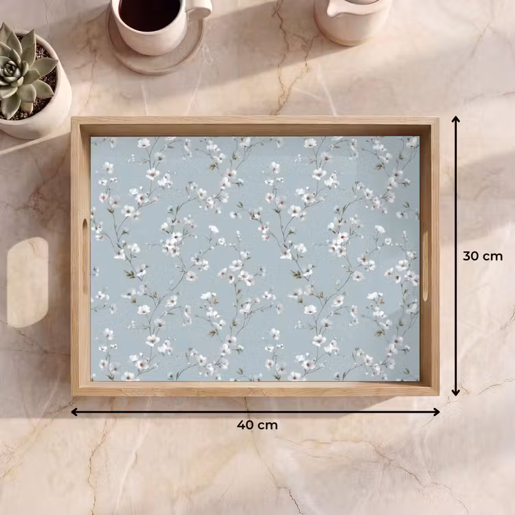 Tablett - Klassisch - Blumen - Blau — 7