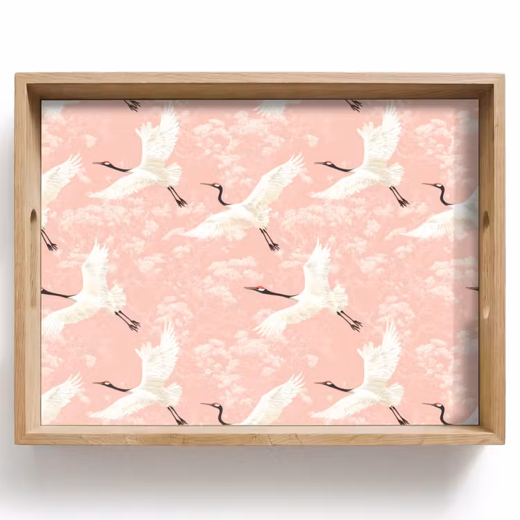 Tablett - Kranich - Blüte - Rosa — 1