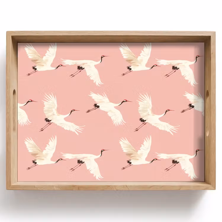 Tablett - Modern - Kraniche - Rosa — 1