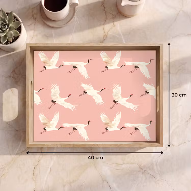 Tablett - Modern - Kraniche - Rosa — 7