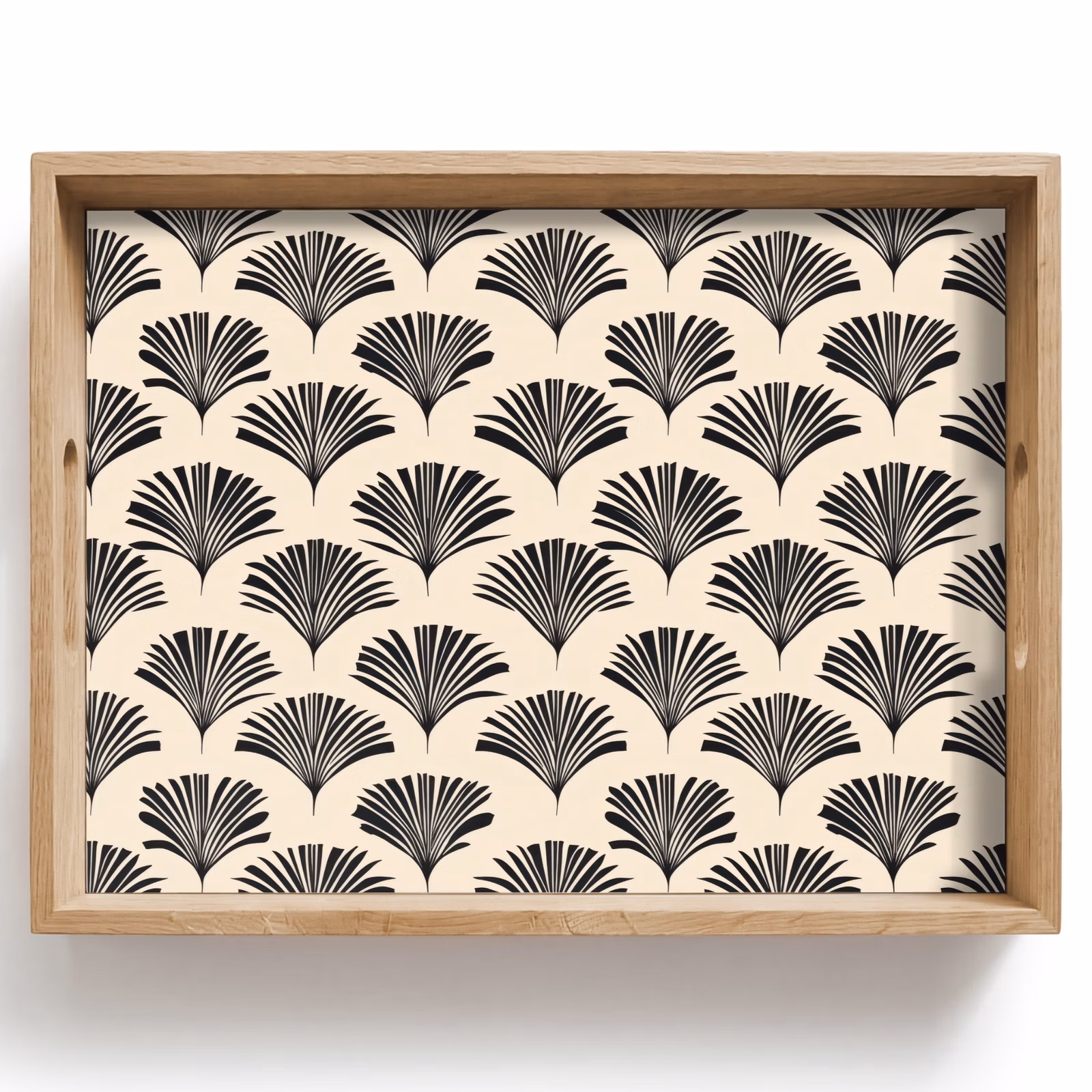 Tablett - Fächer - Botanisch - Schwarz - Beige — 1