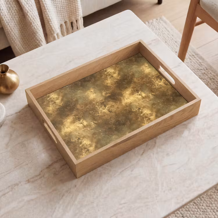 Tablett - Antik - Metallic-Look - Gold — 2