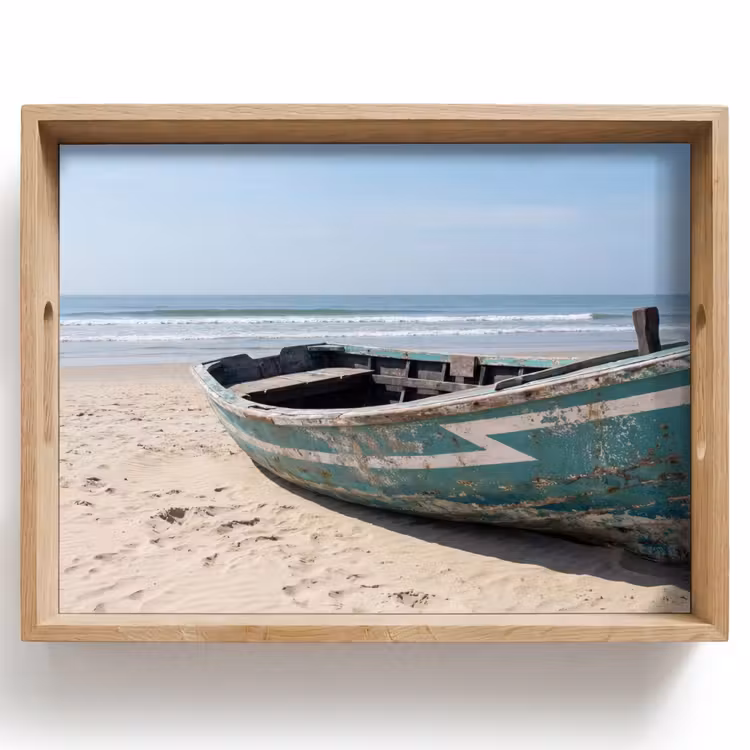 Tablett - Boot - Sandstrand - Meer — 1