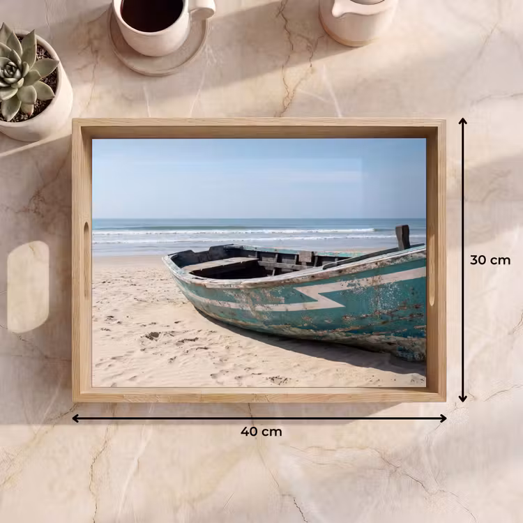 Tablett - Boot - Sandstrand - Meer — 7