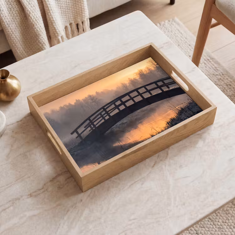 Tablett - Brücke - Nebel - Bäume - Wasser — 2