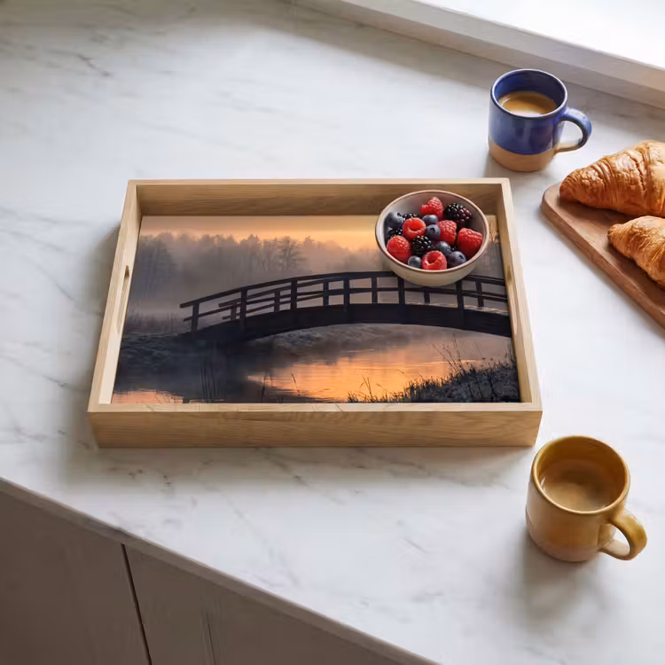 Tablett - Brücke - Nebel - Bäume - Wasser — 3