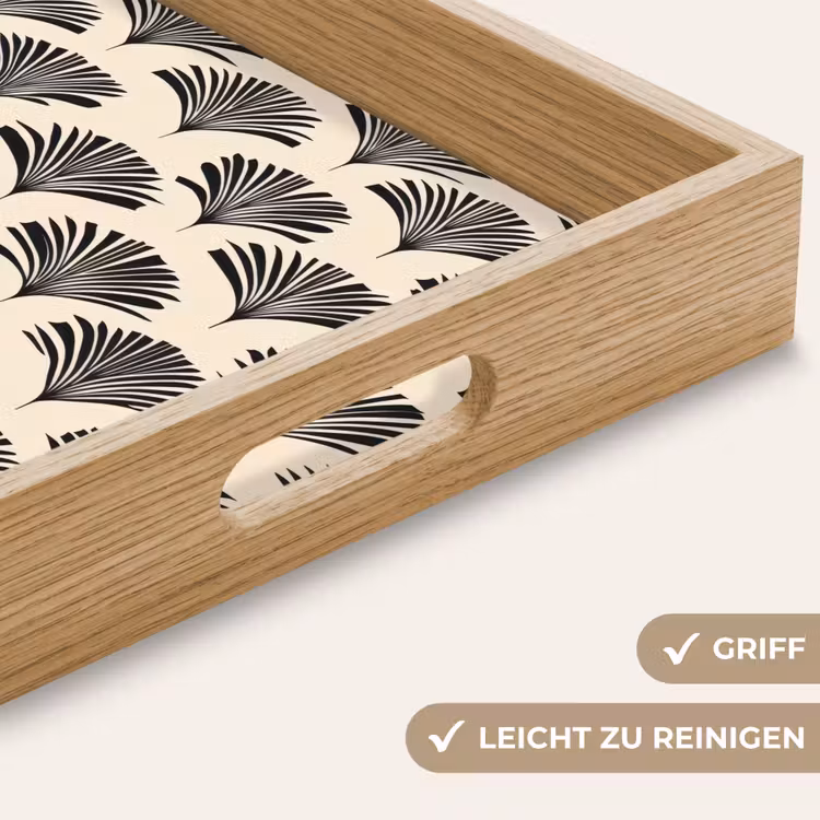 Tablett - Fächer - Botanisch - Schwarz - Beige — 8