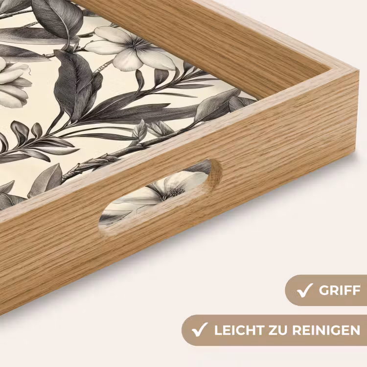 Tablett - Klassisch - Botanisch - Schwarz - Beige — 8