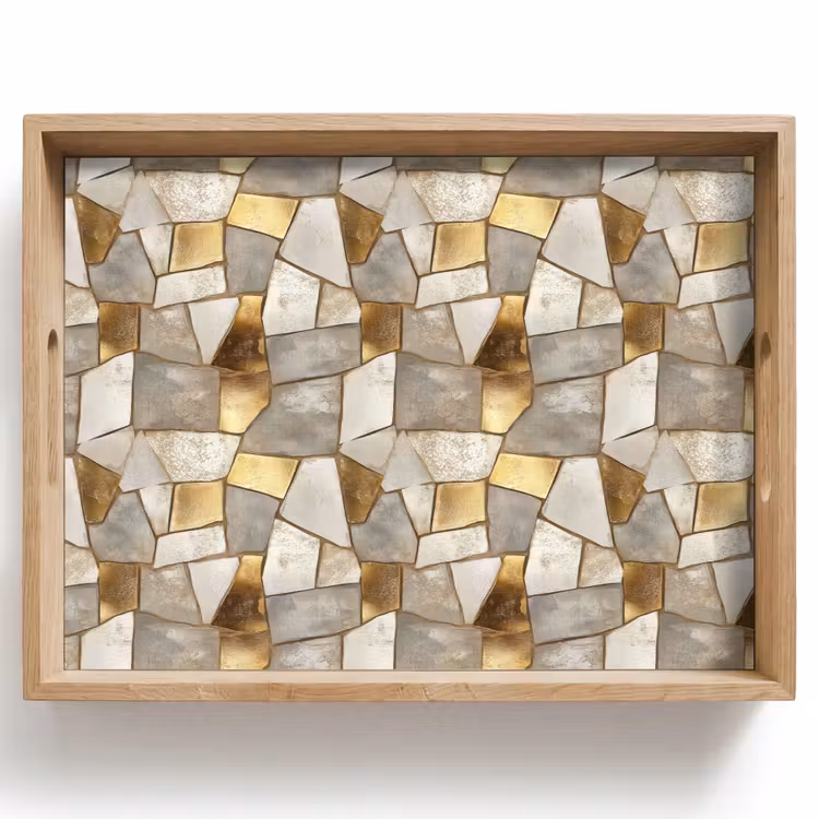 Tablett - Mosaik - Marmor - Gold — 1