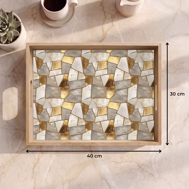 Tablett - Mosaik - Marmor - Gold — 7