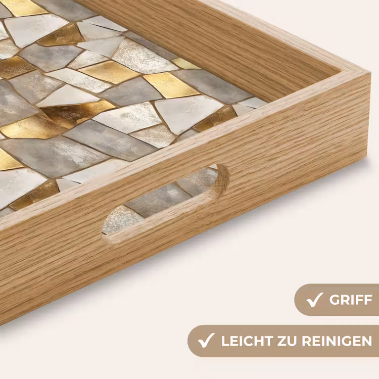 Tablett - Mosaik - Marmor - Gold — 8
