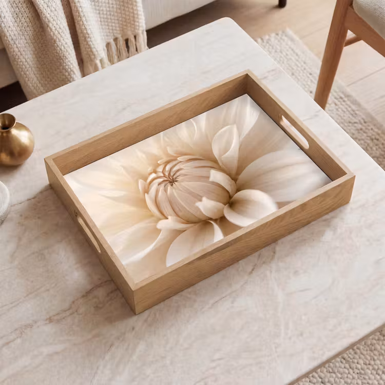 Tablett - Blume - Dahlie - Weiß — 2