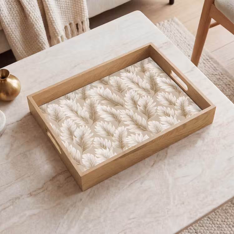 Tablett - Botanisch - Muster - Beige — 2