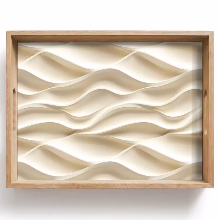 Tablett - Linien - Gewellt - Creme — 1