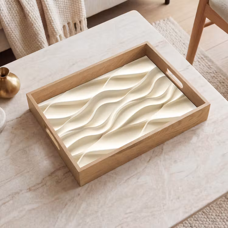 Tablett - Linien - Gewellt - Creme — 2