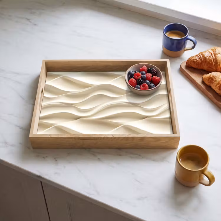 Tablett - Linien - Gewellt - Creme — 3