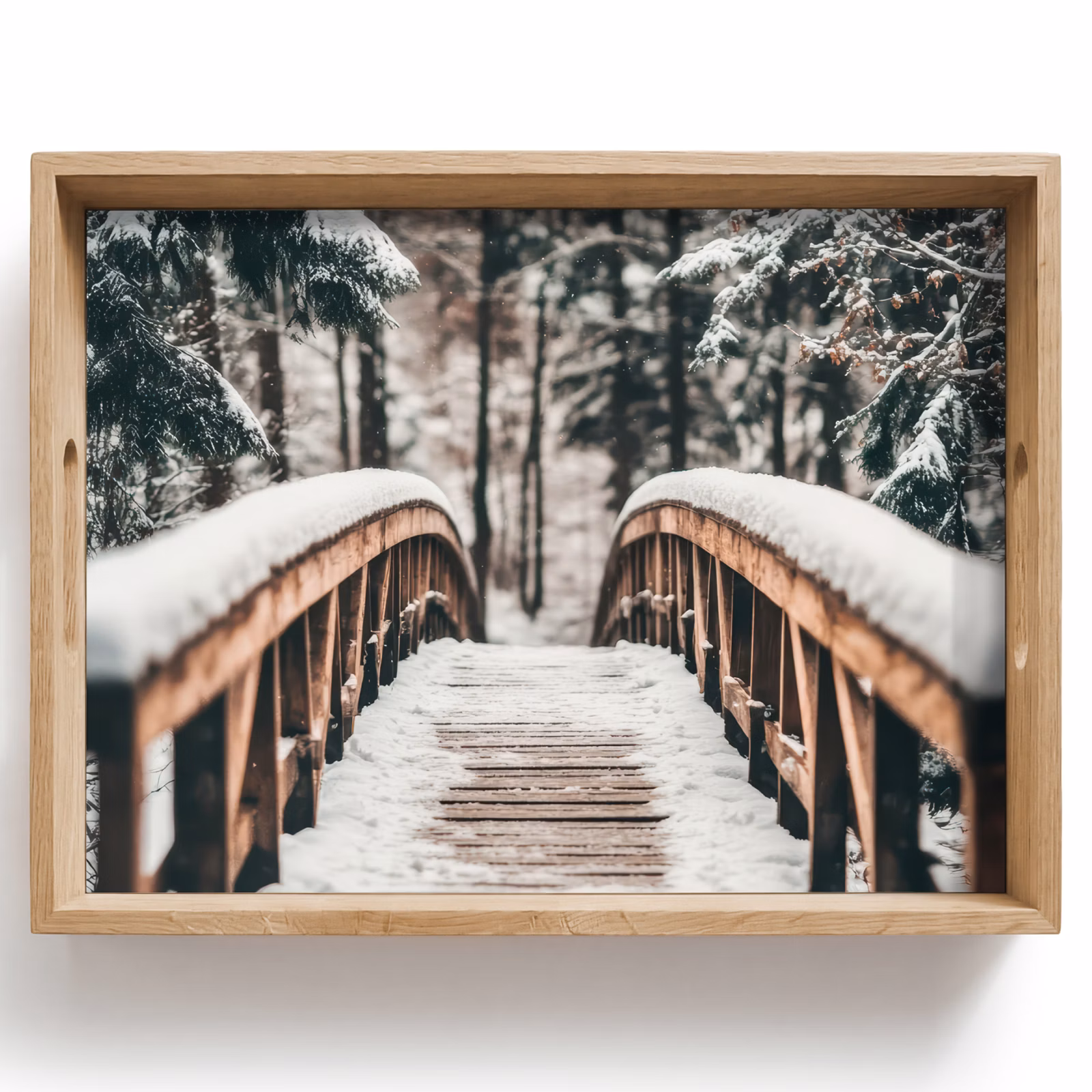 Tablett - Brücke - Winterlandschaft - Wald - Natur - Schnee — 1
