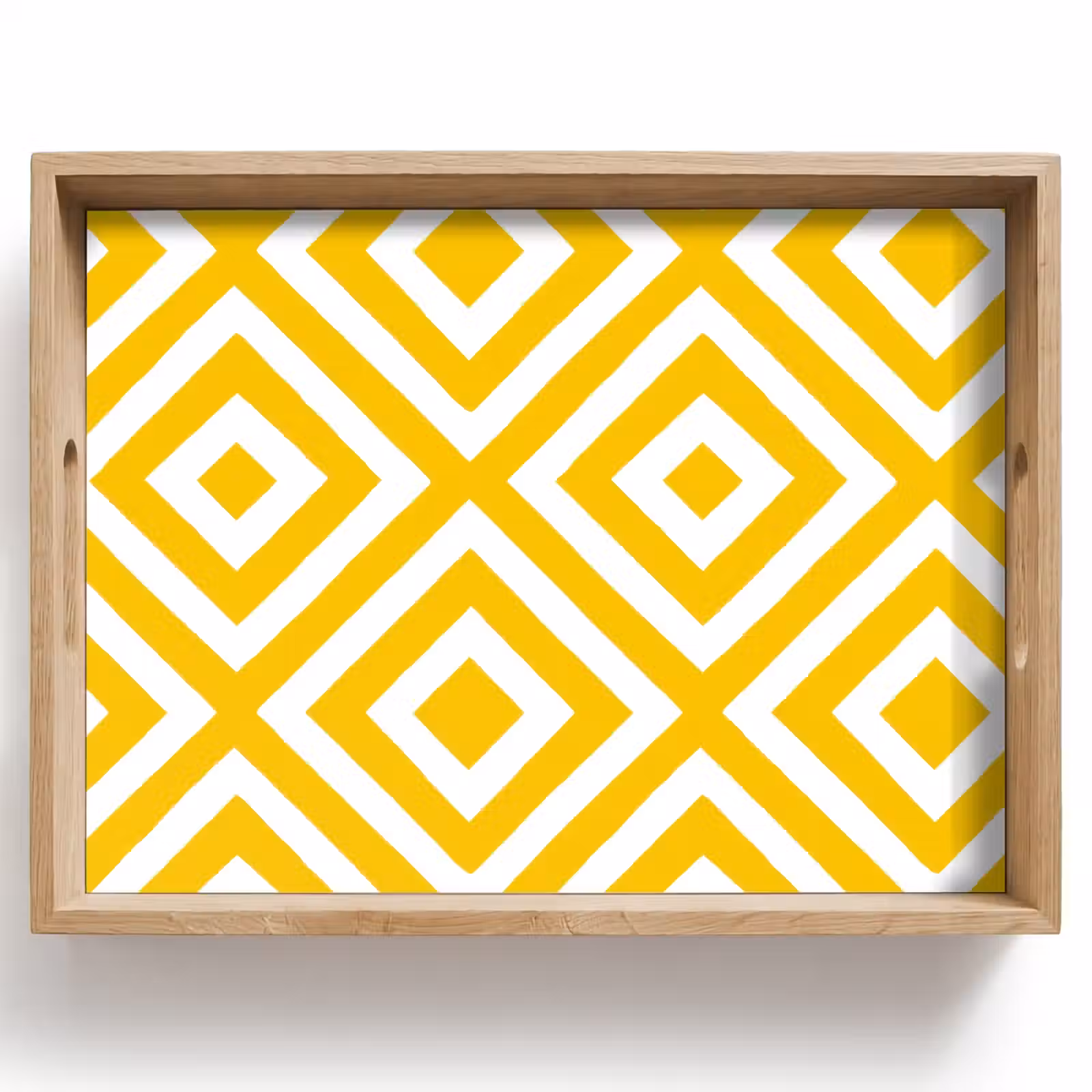 Tablett - Geometrisch – Linien – Modern – Gelb – Weiß — 1