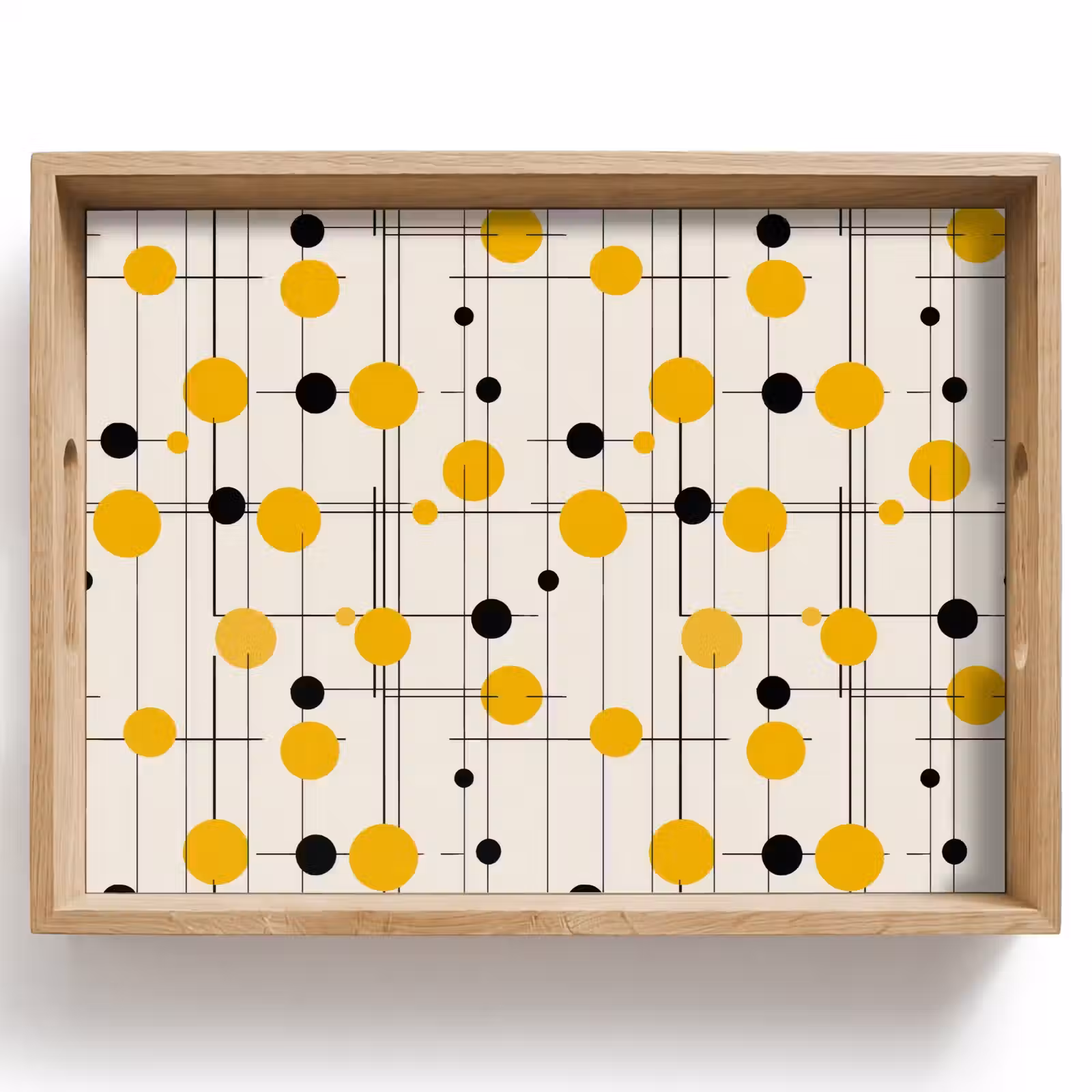 Tablett - Geometrisch – Retro – Linien – Ockergelb – Schwarz — 1