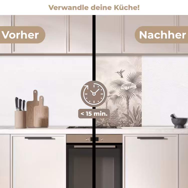 Küchen rückwand - Dschungel - Landebahnbaum - Kolibri - Beige — 2