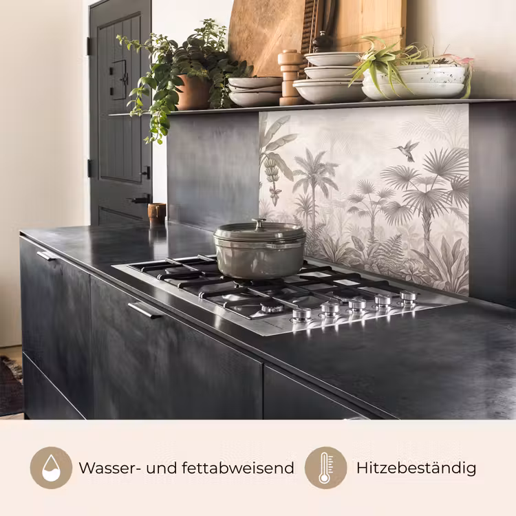 Küchen rückwand - Dschungel - Landebahnbaum - Kolibri - Beige — 4