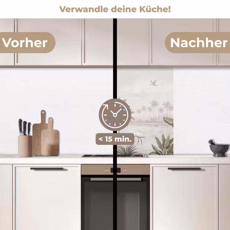 Küchen rückwand - Kraniche - Palmen - Tropisch — 2