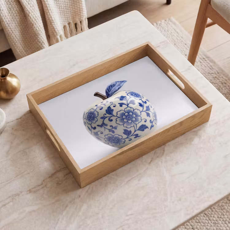 Tablett - Apfel - Blau - Klassisch — 2