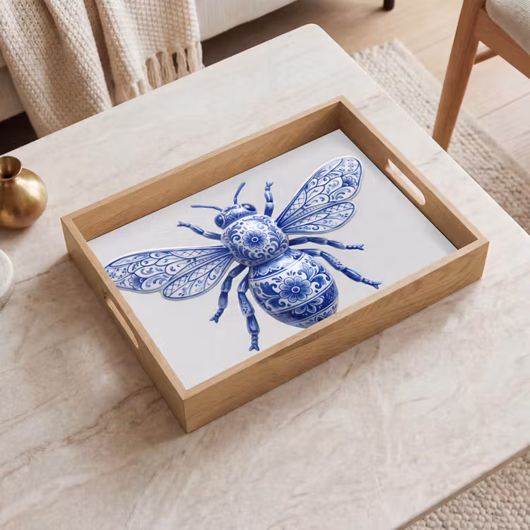 Tablett - Biene - Modern - Delft - Blau — 2