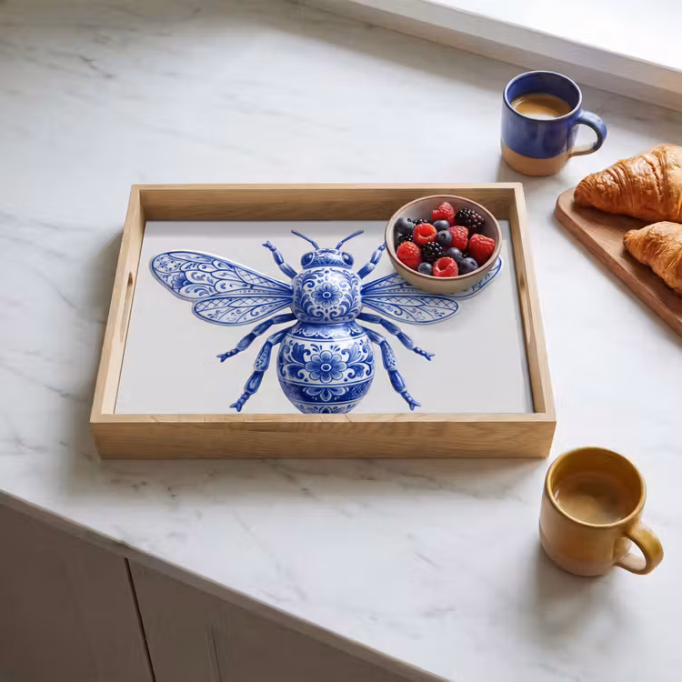 Tablett - Biene - Modern - Delft - Blau — 3